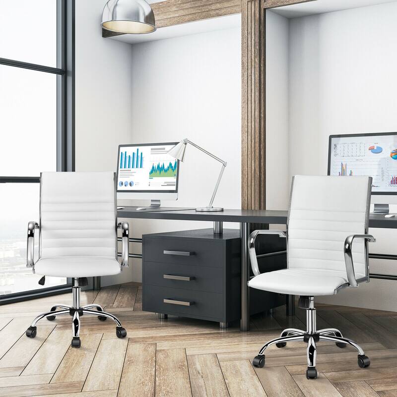 Gymax PU Leather Office Chair High Back Conference Task Chair