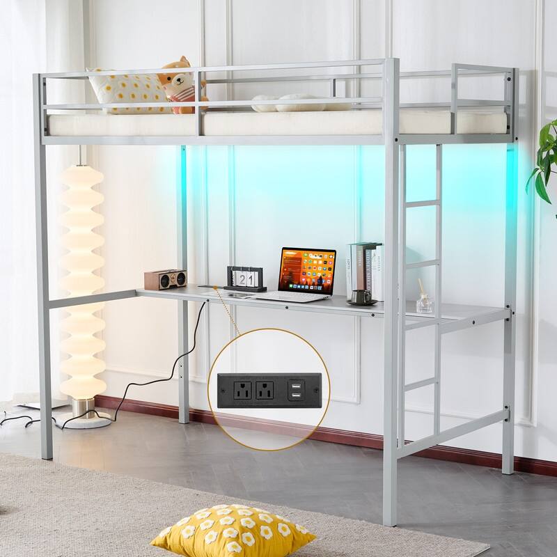 Desktop Twin Square Tube Raised Bed with Table Socket LED Light Strip