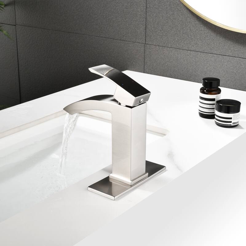 6.54"H Solid Brass Single Handle Single Hole Bathroom Waterfall Faucet