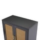 preview thumbnail 11 of 26, Wood Accent Cabinet Sideboard Buffet with Rattan Doors