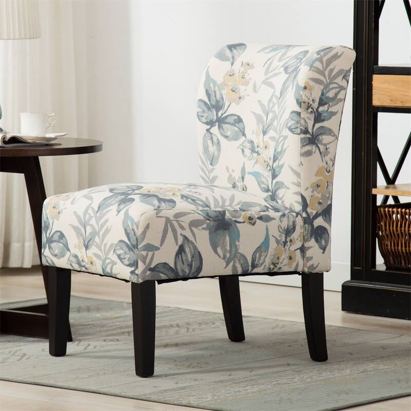 Armless Fabric Accent Chair with Sturdy Wood Frame