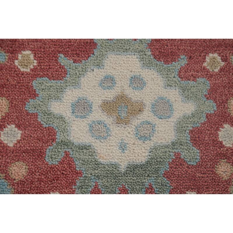 Light Blue Floral Oushak Oriental Area Rug Hand-Knotted Wool Carpet - 8'11" x 11'8"