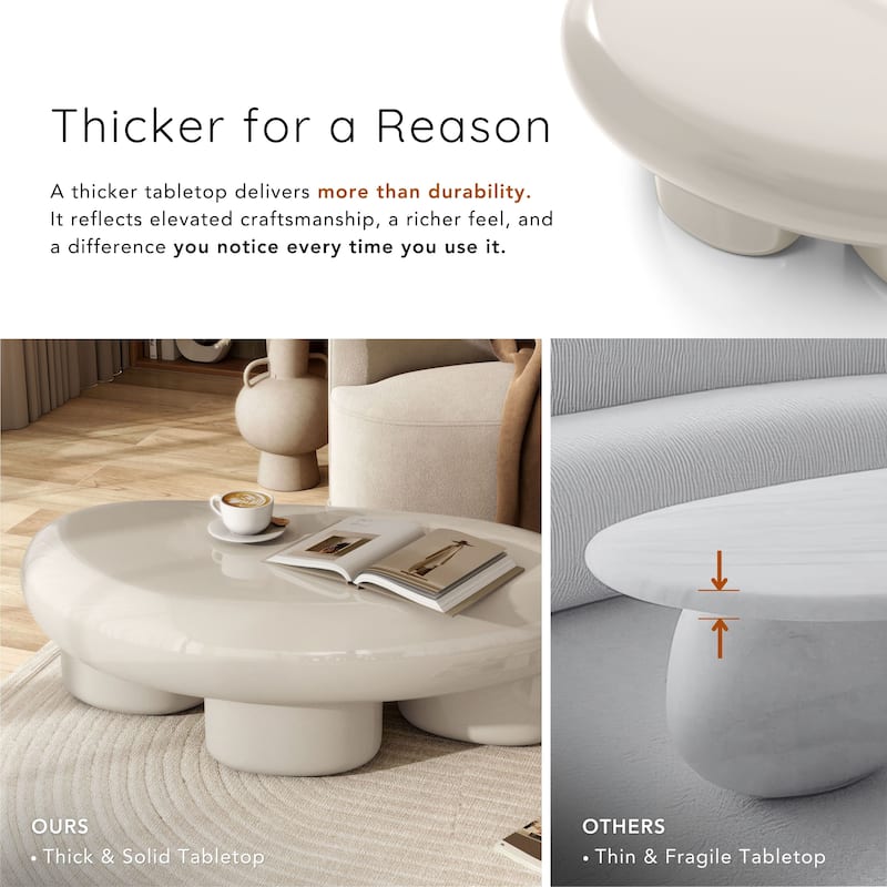 247 Shop At Home Modern 3-Piece Oval Glossy Low Profile Accent Table Set