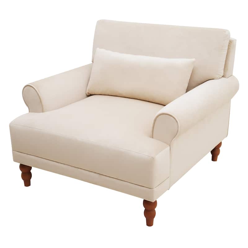 Beige 37.8" Velvet Accent Chair