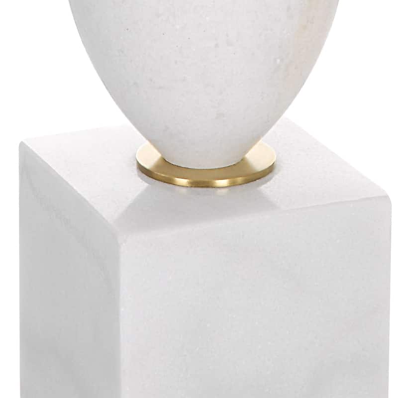 Beaded Marble Table Lamp with Tapered Shade - 31" - White