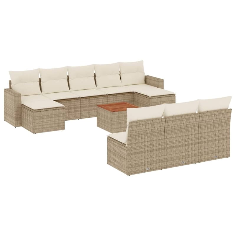vidaXL Patio Sofa Set with Cushions Outdoor Furniture 11 Piece Poly Rattan - 21.7 x 21.7 x 14.6