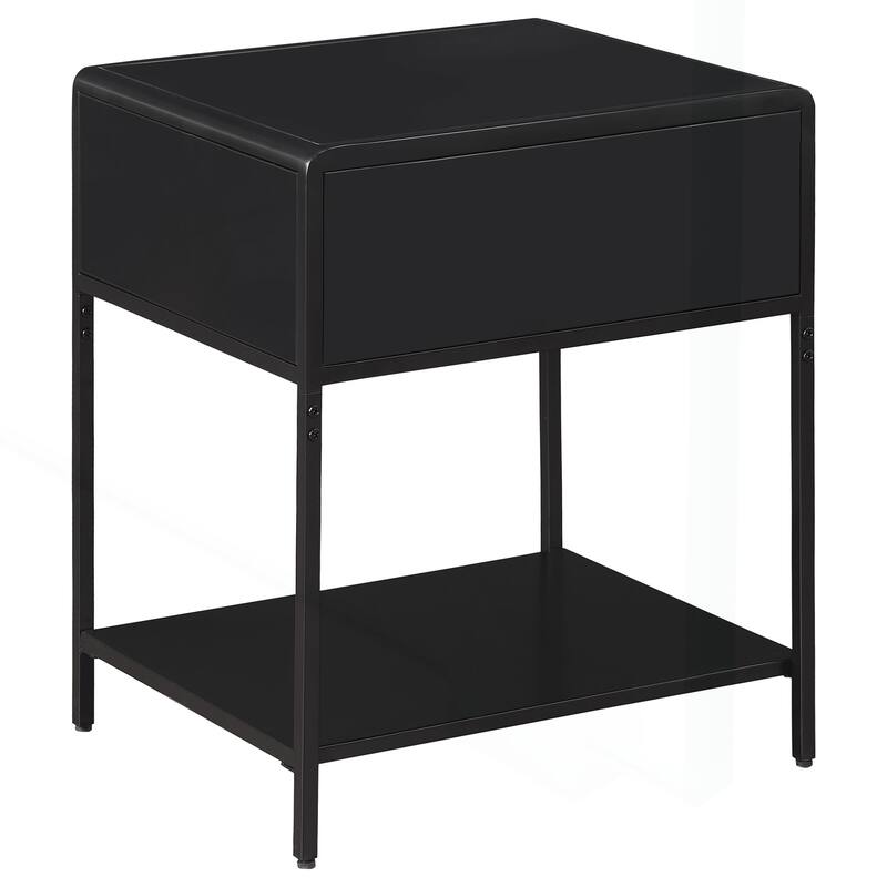 Chic Metal Bedside Table with Cane Drawer for Stylish Spaces