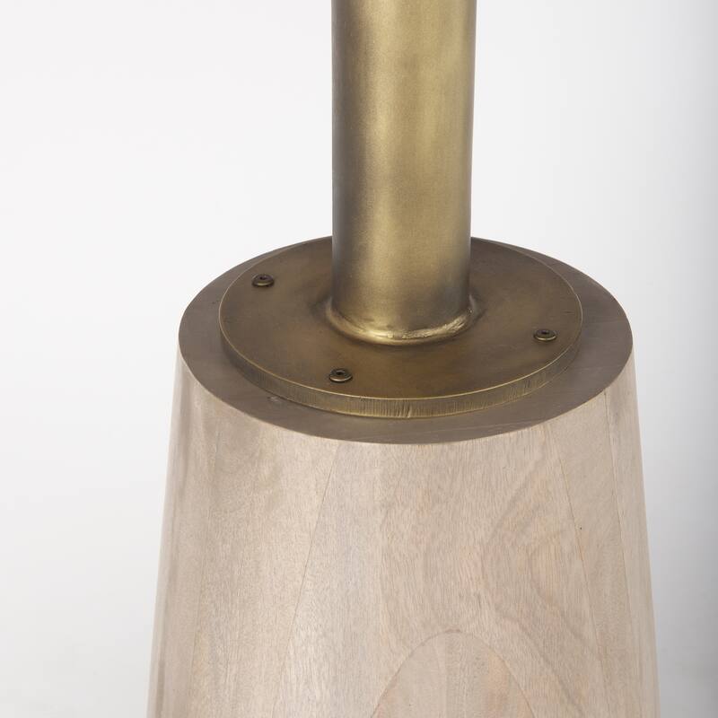 Maxwell Light Brown Solid Wood and Gold Metal Bistro Table