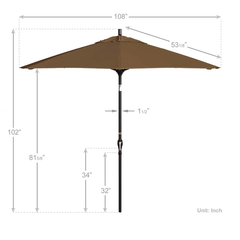 California Umbrella 9' Round Crank Lift Push Button Tilt Bronze Aluminum Patio Umbrella Sunbrella