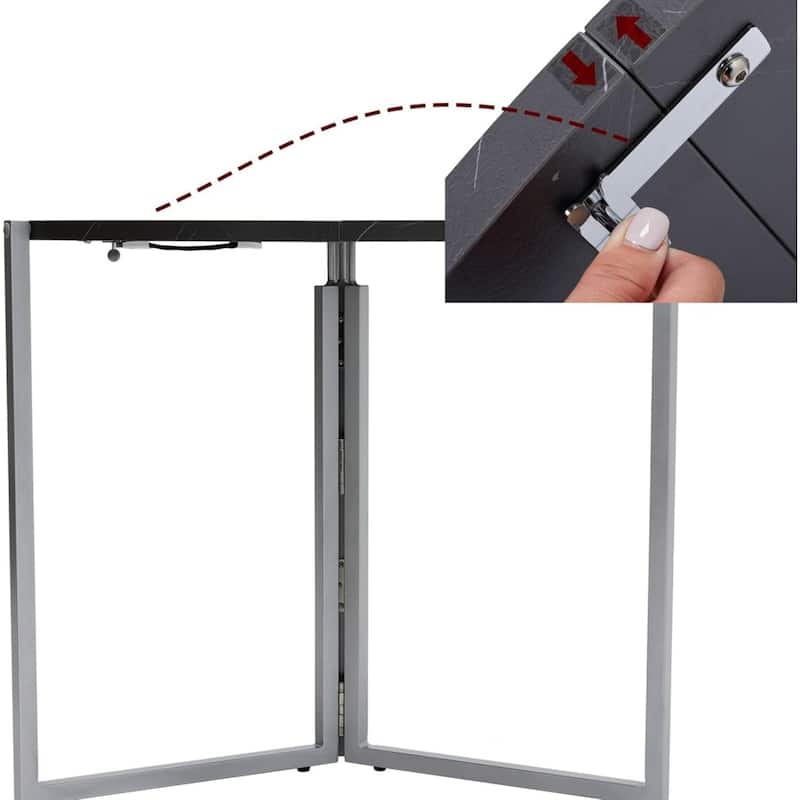 Black Carrera Foldable Round Trifold Table 35" Space-Saving Multi-Use