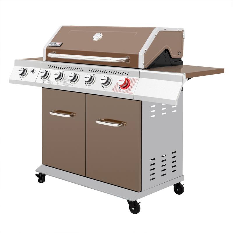 Royal Gourmet 6-Burner Gas Grill with Sear & Side Burner, coffee