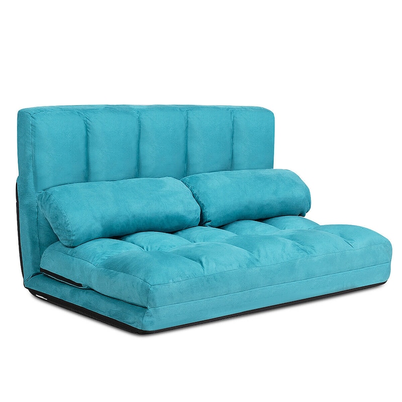 Costway Foldable Floor Sofa Bed 6-Position Adjustable Lounge Couch - Blue