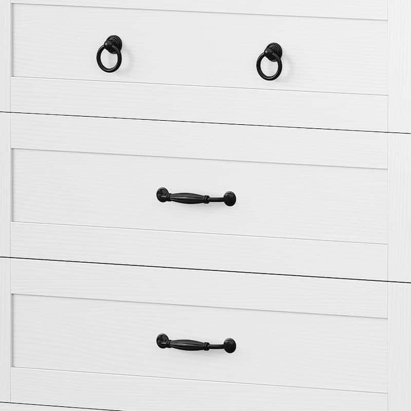 Farmhouse 6 Drawer Dresser, TV Stand, Chest of Drawers With Charger Station And Side Pocket