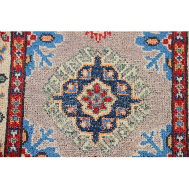 Gray Kazak Oriental Foyer Rug Hand-Knotted Wool Carpet - 2'1" x 3'1"