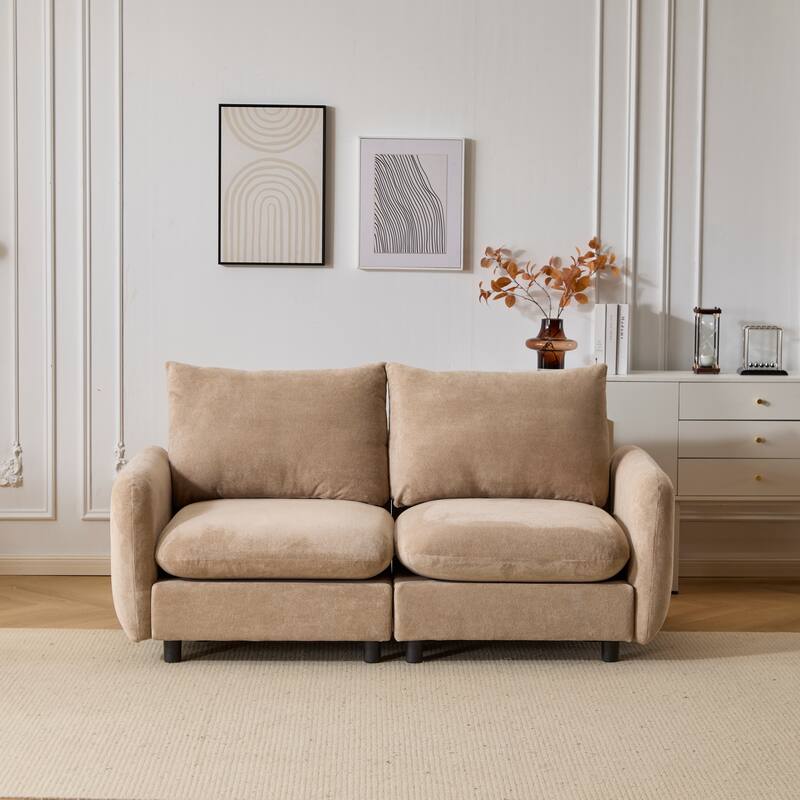 Christopher Knight Home - Evelyn Modern 2-Seater Modular Upholstery Sectional Loveseat Sofa