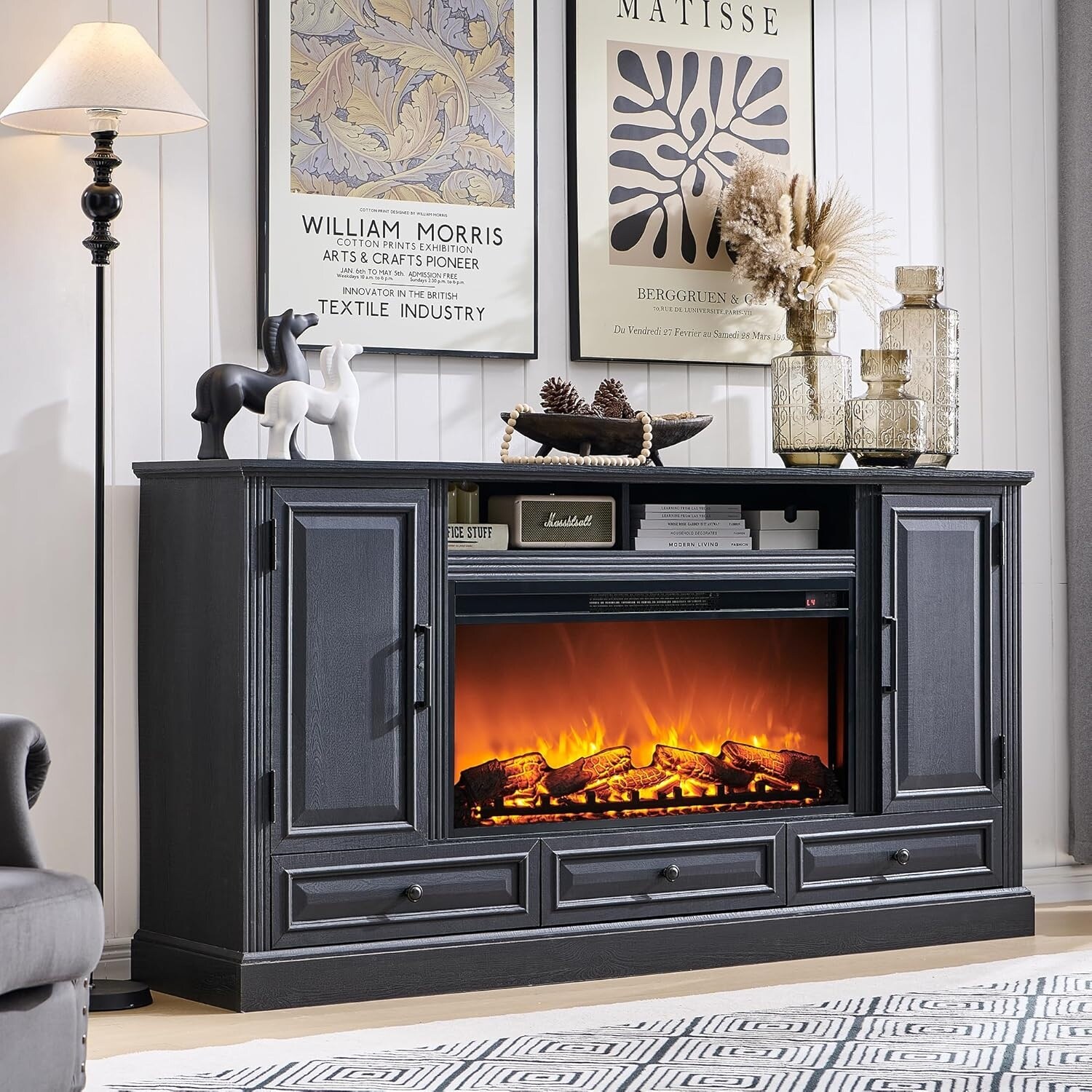 テレビ、fireTV 、テレビ台セット Bestier 63 in. Freestanding Electric Fireplace TV Stand fits TV up
