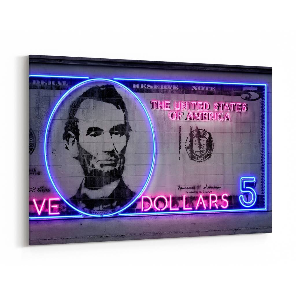 Abraham Lincoln Lightning Lincoln Neon Canvas Wall Art Print