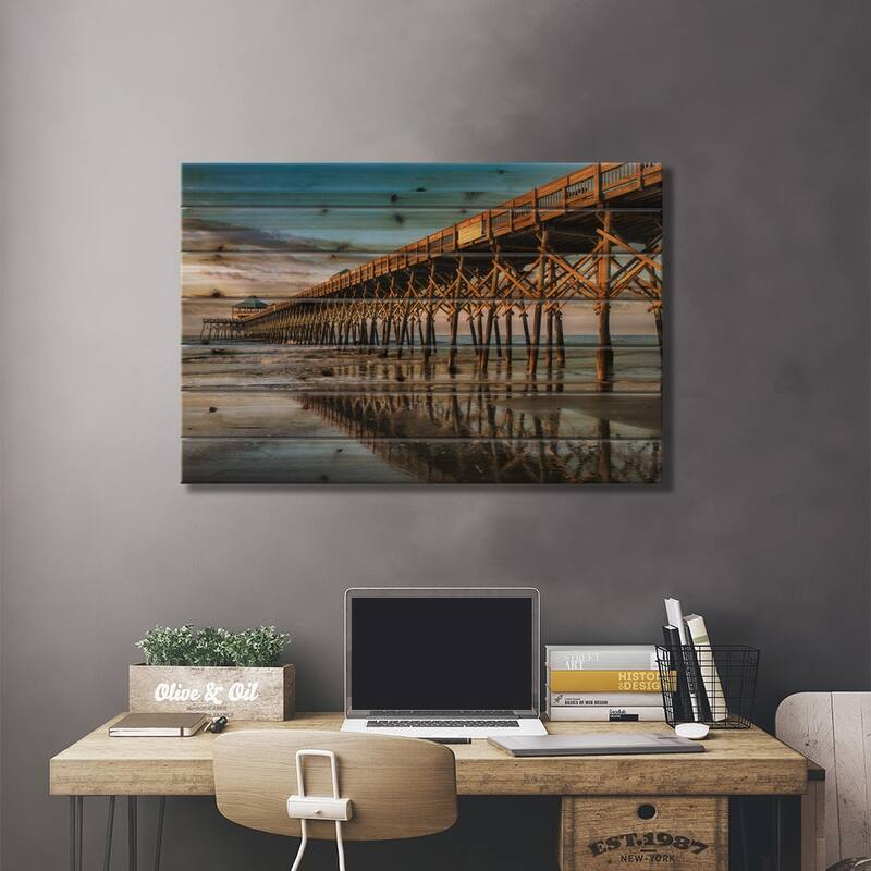 Sun Bath On Folly Beach Print On Wood by Danny Head - Multi-Color