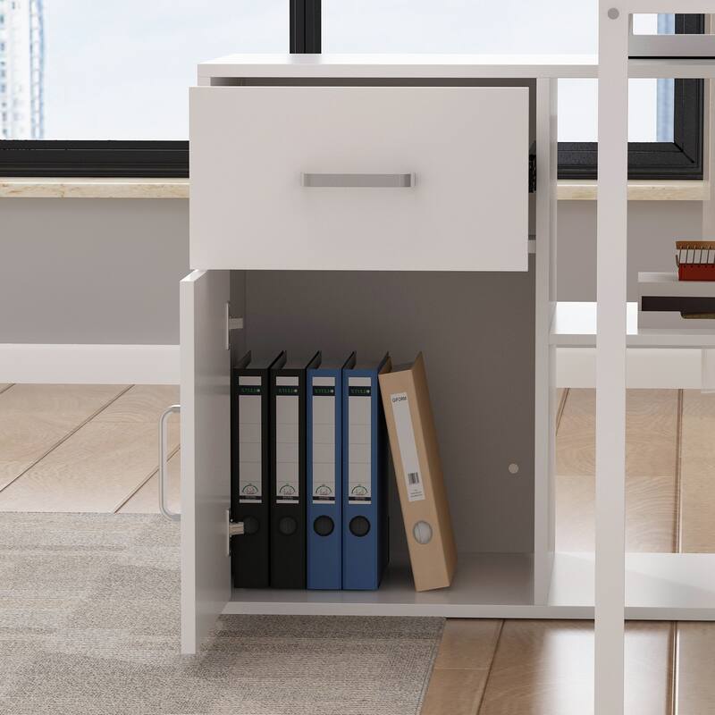55" L shaped Storage Desk Computer Desk Executive Office Desk Game
