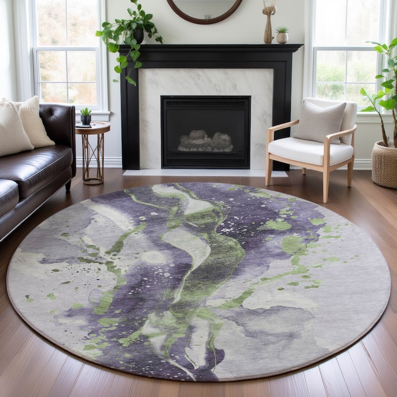 Premium Washable Super Soft Abstract Glam Mayfield Rug - Purple - 8' x 8'