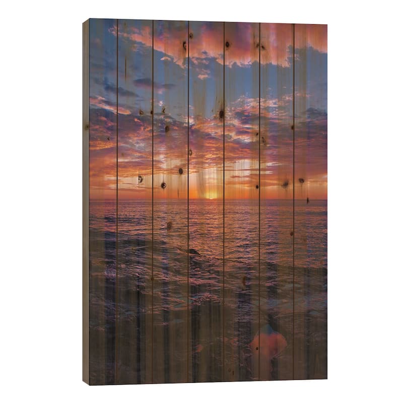 Sunset Cliffs Night V Print On Wood by Bethany Young - Multi-Color - 26x18x1.5