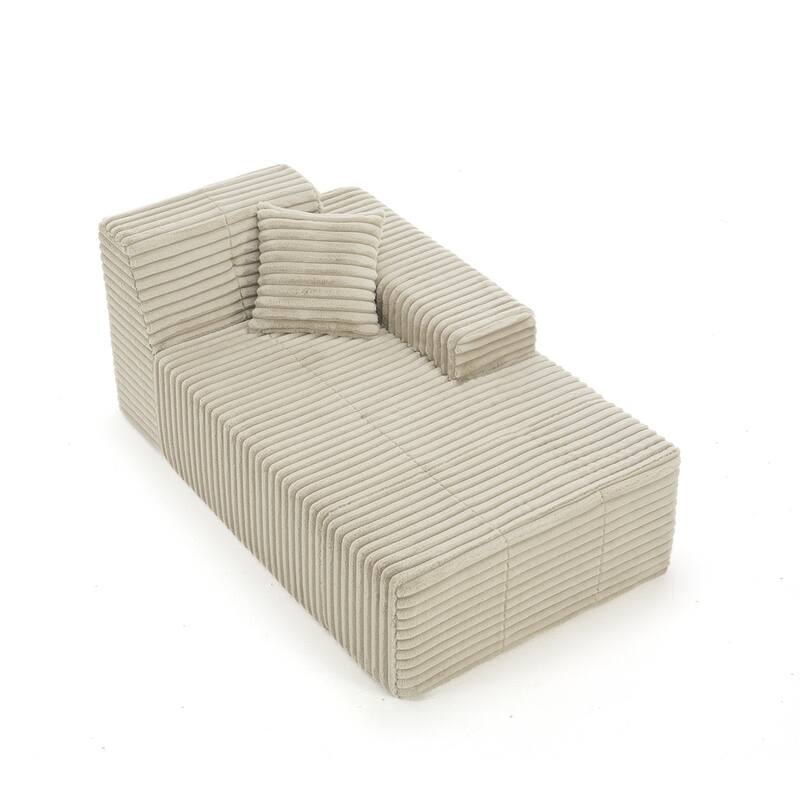 32" W No Assembly Required Plush Corduroy Chaise