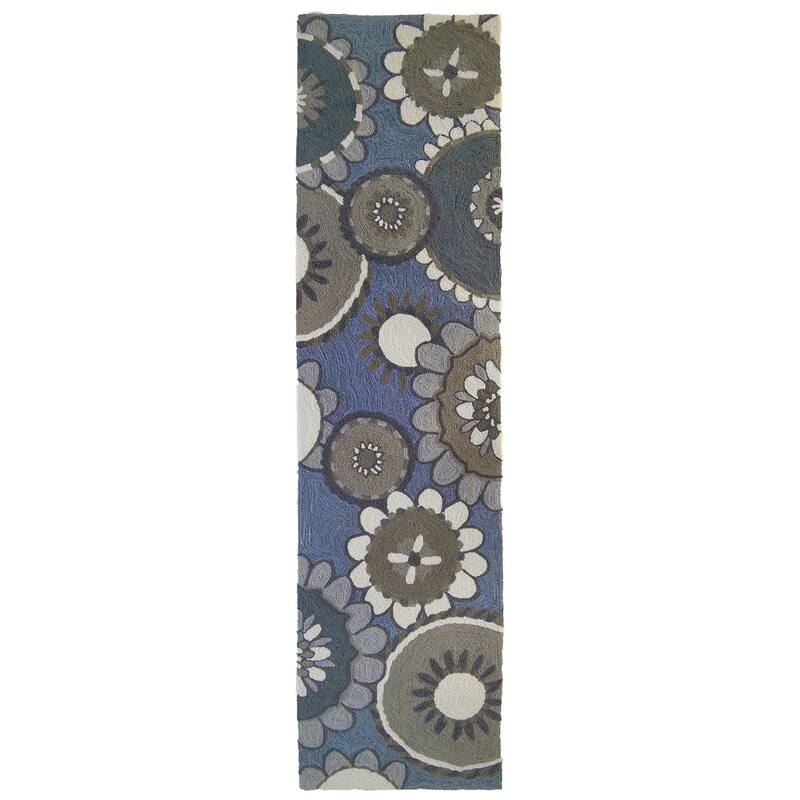 Liora Manne Ravella Florentine Indoor/Outdoor Rug - 2' x 8' - Denim