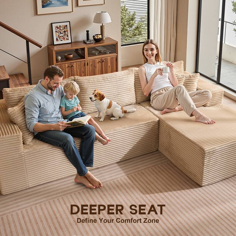 OVIOS All-Foam Plush L-Shaped Sofa​