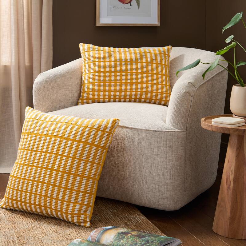 TOWN & COUNTRY TERRA Alara Textured Geo Stripe Indoor Outdoor Decorative Pillow