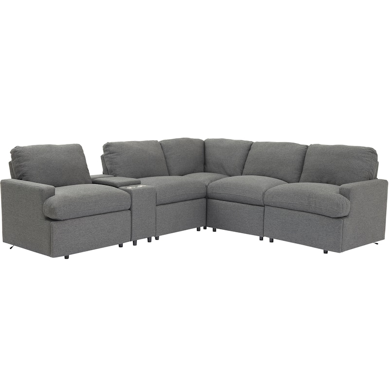 Roomfitters Power Recliner Corner Sofa with Storage Box, Cup Holders, USB Ports, and Power Socket, Perfect for Home Theater