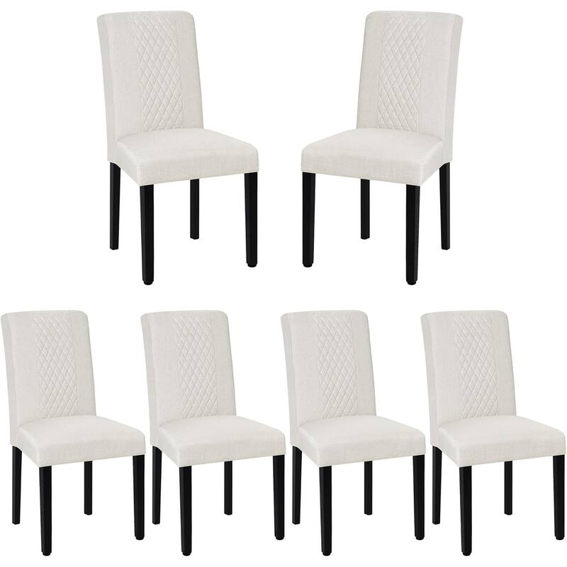 Modern Dining Chairs Set of 2/4/6 Upholstered Dining Chairs with Solid Wood Legs and High Back Dining Room Chairs - Set of 6 - Beige