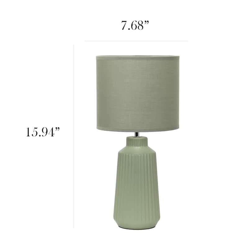 Textured Ceramic Table Lamp with Fabric Drum Shade Modern Faceted Base Compact Accent Lighting Multiple Colors