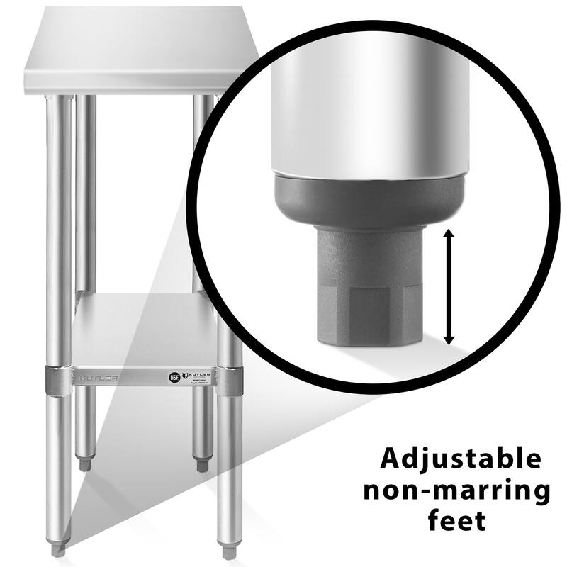 30 x 12in NSF Commercial Stainless Steel Prep and Work Table w Wheels - 30" x 12"