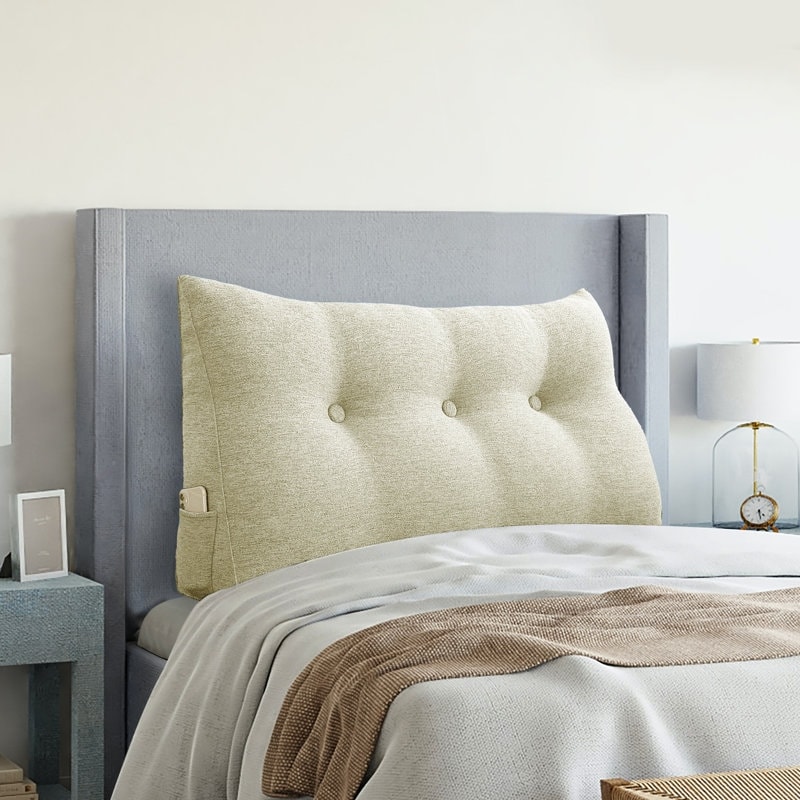 WOWMAX Headboard Wedge Reading Pillow Back Support Linen-image