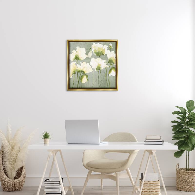 Stupell Modern White Flower Blooms Framed Floater Canvas Wall Art Design By Vanessa Austin