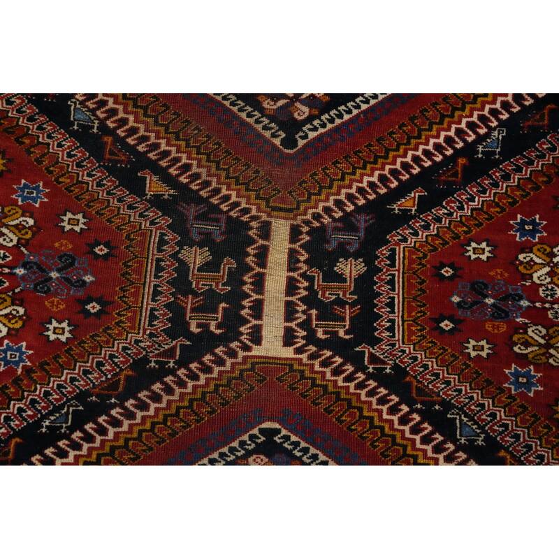 Hand Knotted Oriental 100% Wool Carpet Traditional Tribal Navy Blue & Blues Yalameh Area Rug - 10' 8'' X 7' 6''