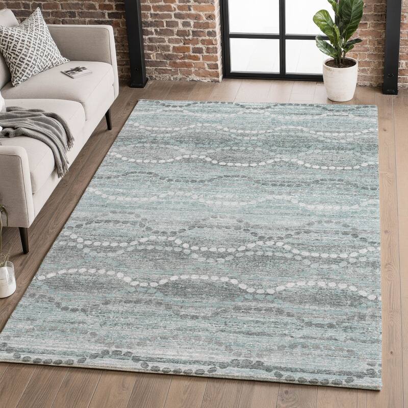 Premium Washable Super Soft Pixy Stripes Mayfield Rug - Teal - 3' x 5'
