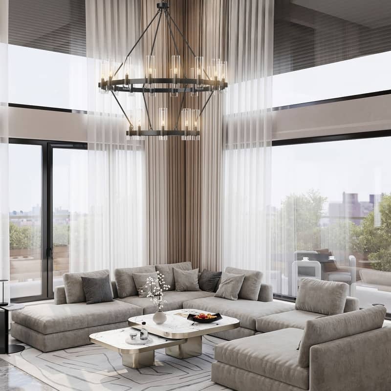 KAYLA 60in 30-Lights Gold Luxury Wagon Wheel Chandelier