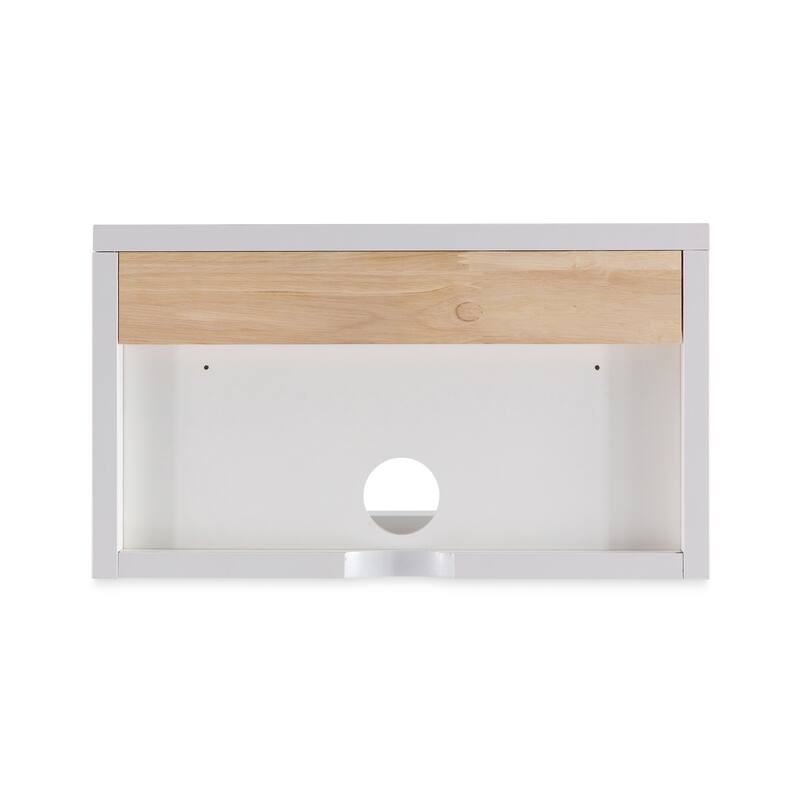 Ettore 15.71" Classic Contemporary Floating Wall Mounted Nightstand with Soft-Close Tambour Drawer and Cable Hole, by JONATHAN Y