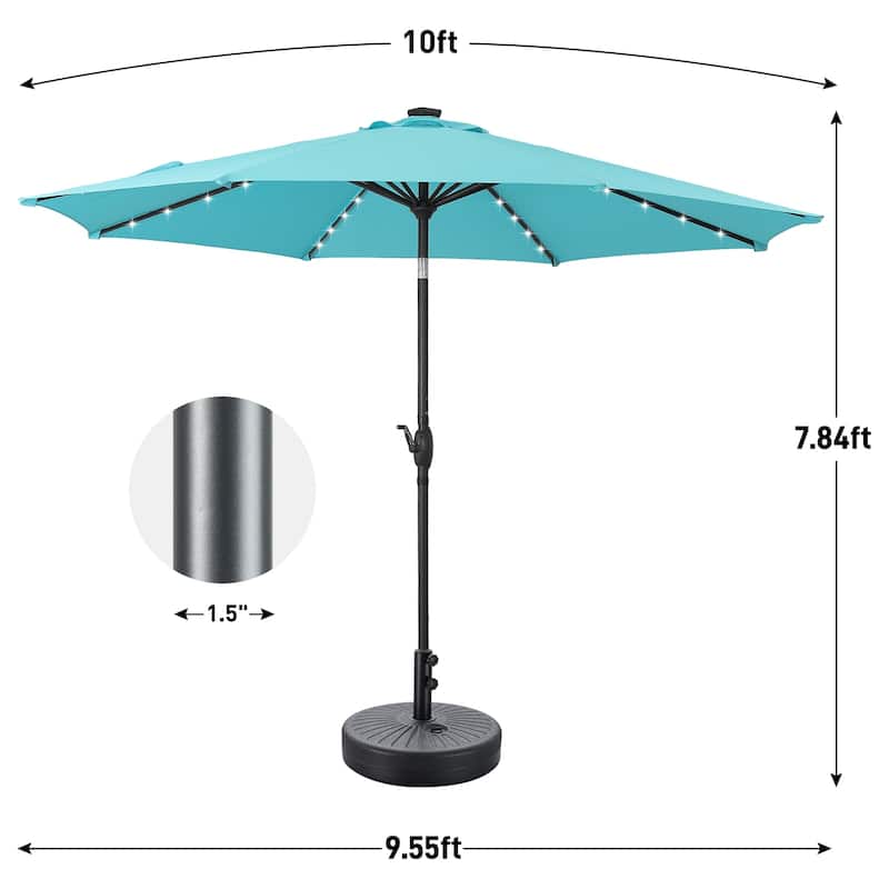 Ainfox 10ft Patio Umbrella with Lights Outdoor Solar Umbrella
