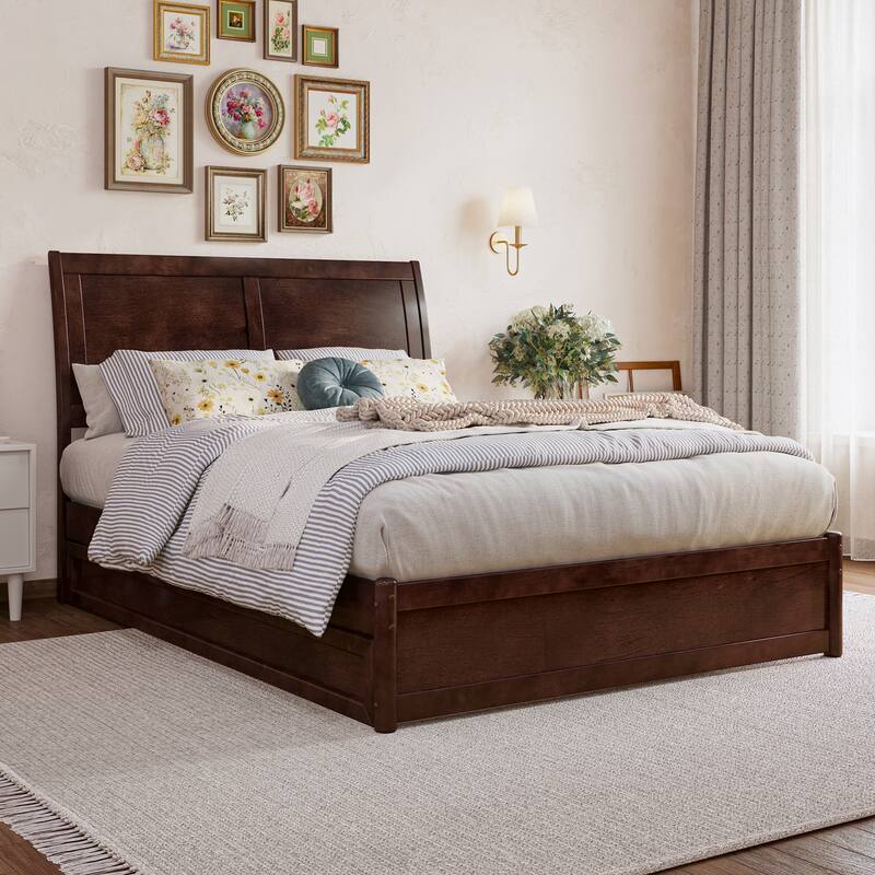 Andorra Platform Bed with Panel Footboard and Twin Trundle