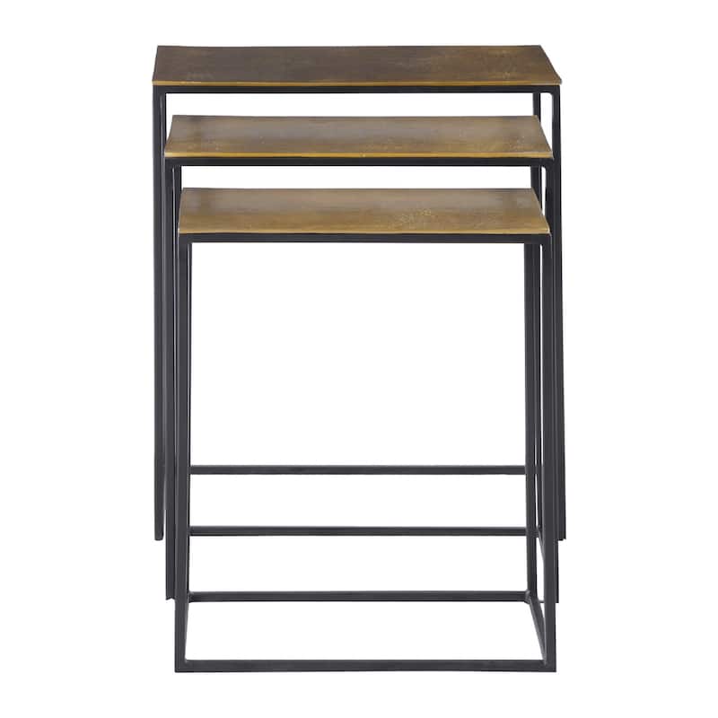 Set of Three Contemporary Black and Gold Nesting Tables 25.5"