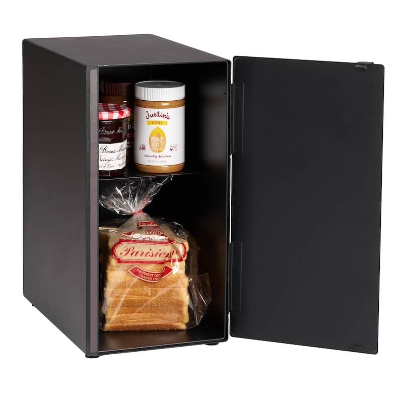 Yamazaki Home Bread Box - Two Styles, Steel, Vertical, Holds 4.4 lbs - L 13.6 x W 8.7 x H 16.1 inches - Black
