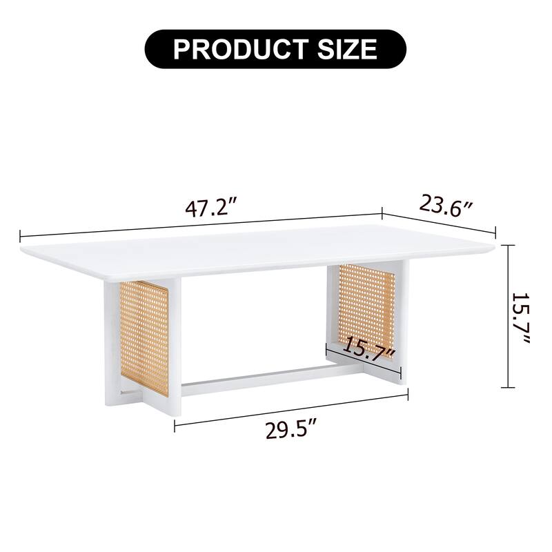 Coffee Table Solid Wood End Table Imitation Rattan Center Table