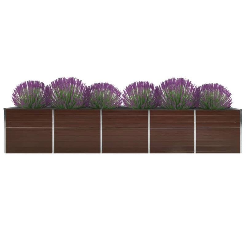 vidaXL Raised Garden Bed Planter Pot Flower Box Outdoor Galvanized Steel Brown