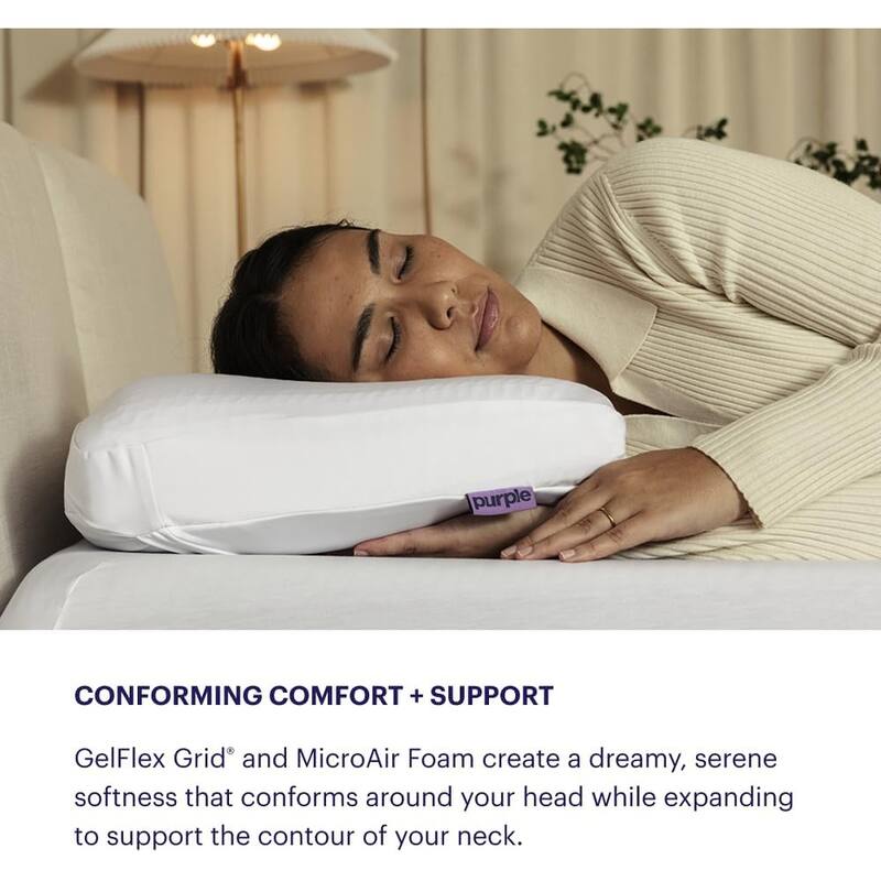 Purple - DreamLayer Modern Adjustable King Pillow with GelFlex® Grid Cooling and MicroAir™ Foam Support - White
