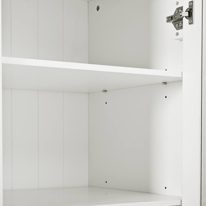72''H Kitchen Pantry, Display Storage Cabinet with Glass Doors and Drawers, Serving Trays and Shelves
