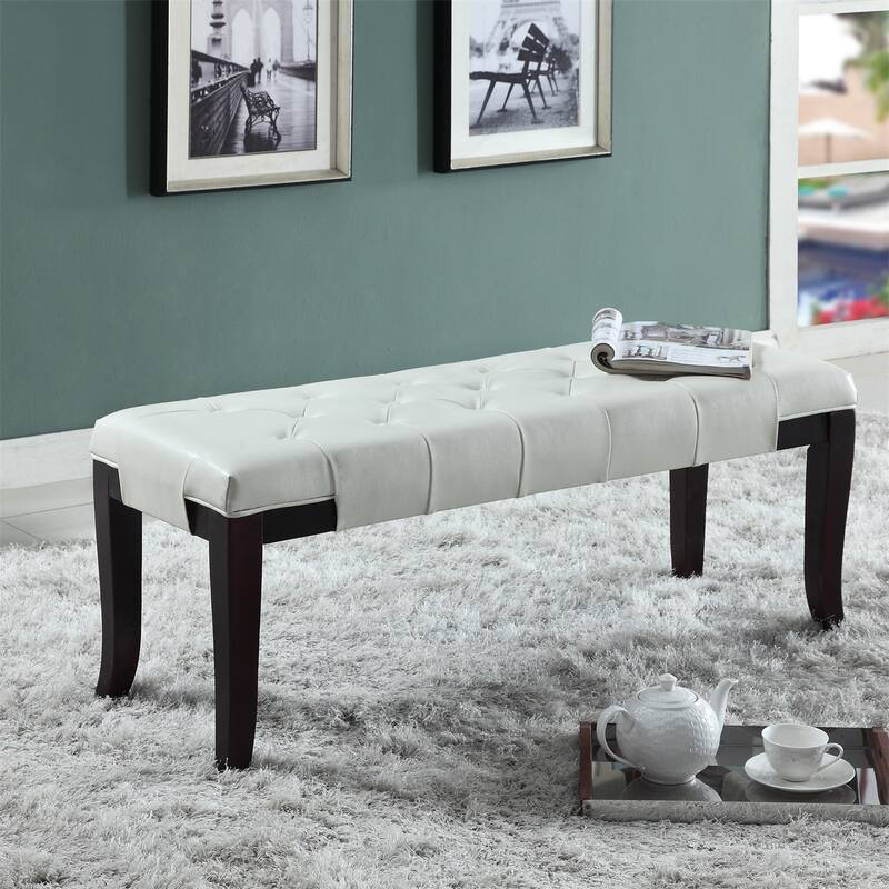 Linon Tufted Bench, Fabric/Faux Leather
