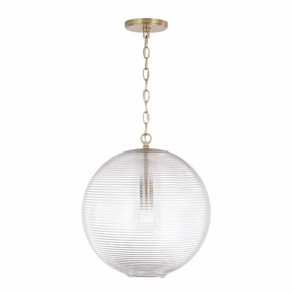 slide 2 of 8, Dolan 1-light Pendant w/ Clear Ribbed Glass Matte Brass