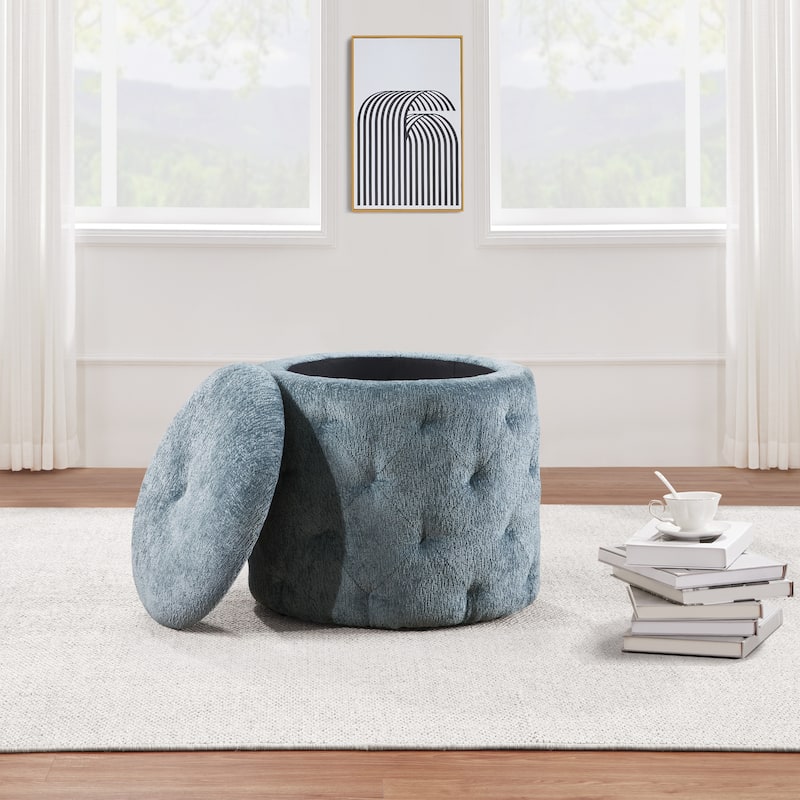 Erindale Round Storage Ottoman - Sky